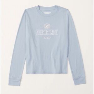 4/$25 Abercrombie kids Long Sleeve Embroidered Logo Tee Shirt Girls 9/10 Blue